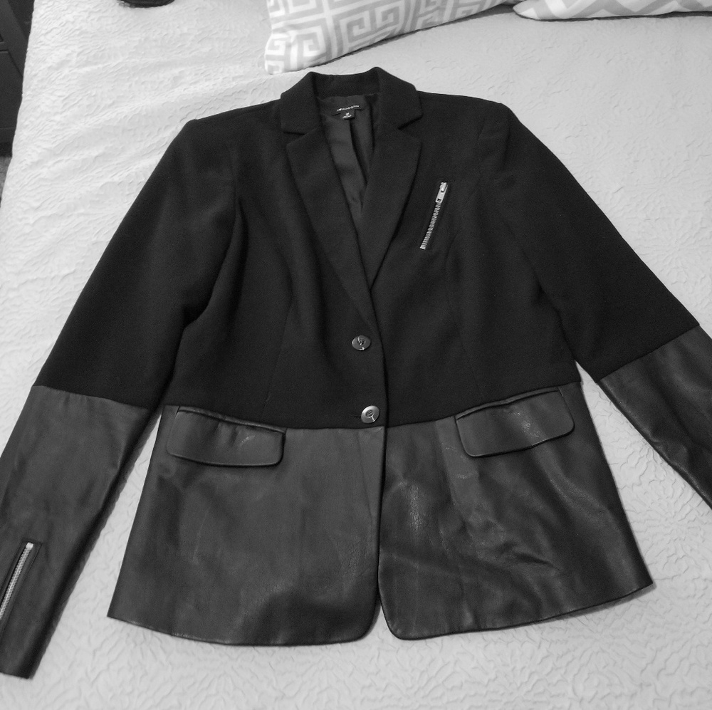 Partial Leather Blazer - image 1